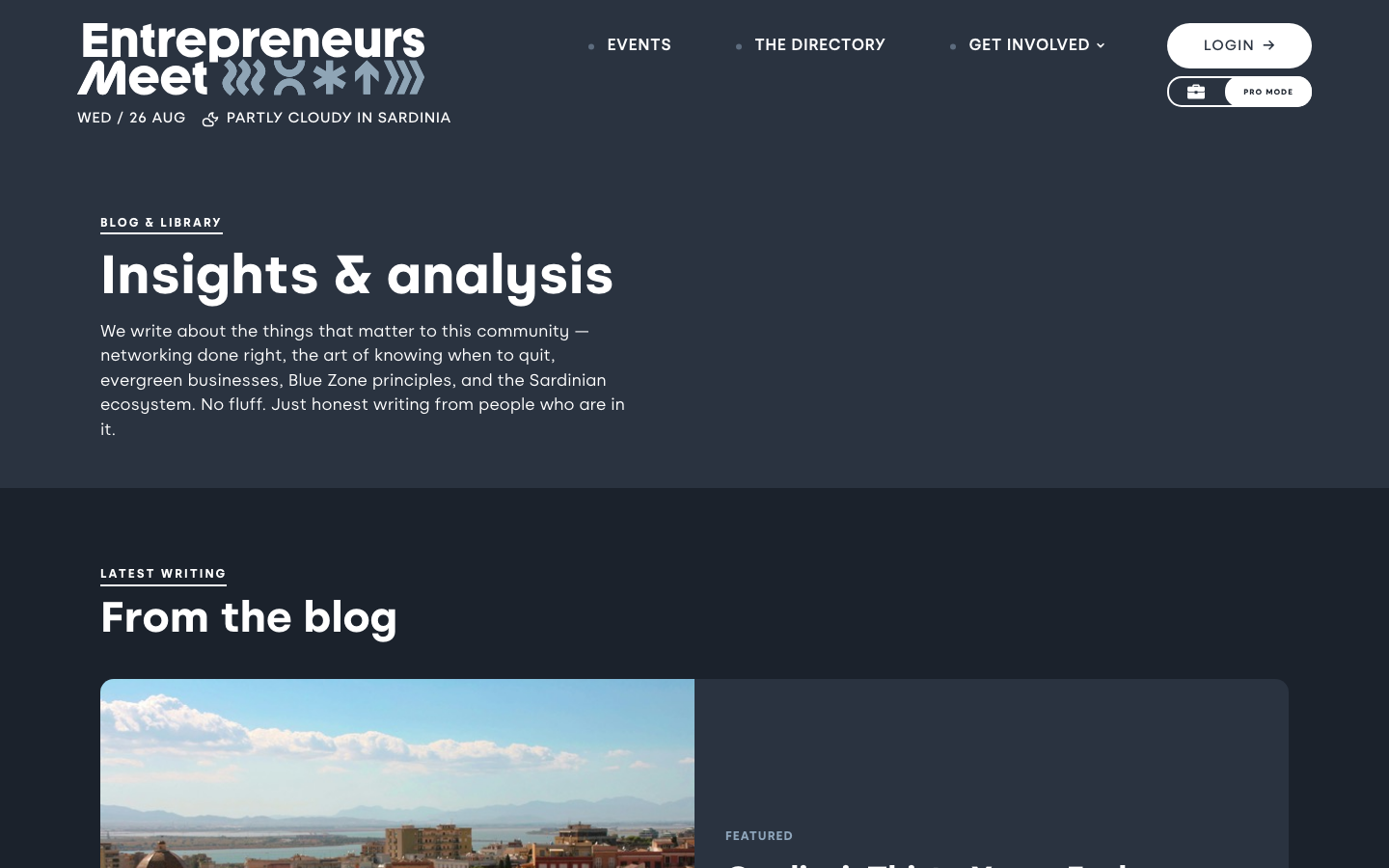 Blog and Library screen