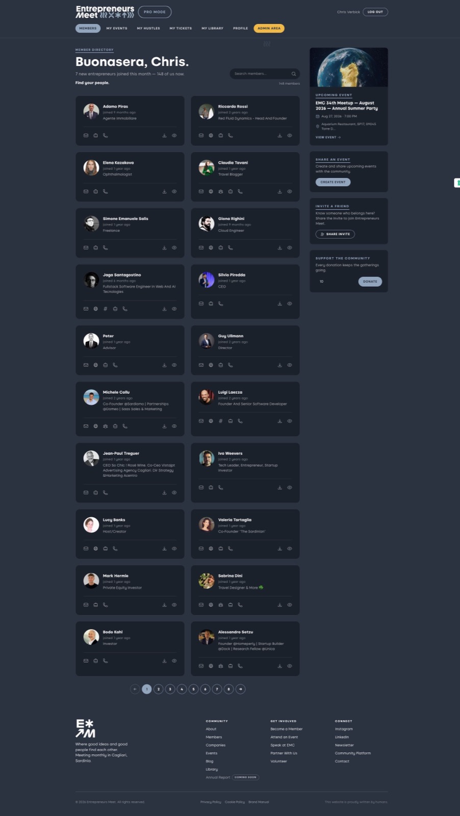 Member dashboard screen